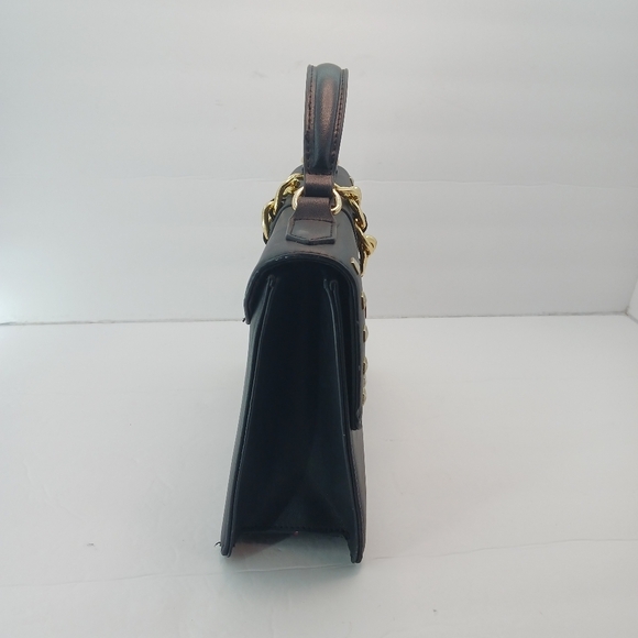 Badgley Mischka Womens Handbag Black Chain Vegan Leather - Picture 2 of 14